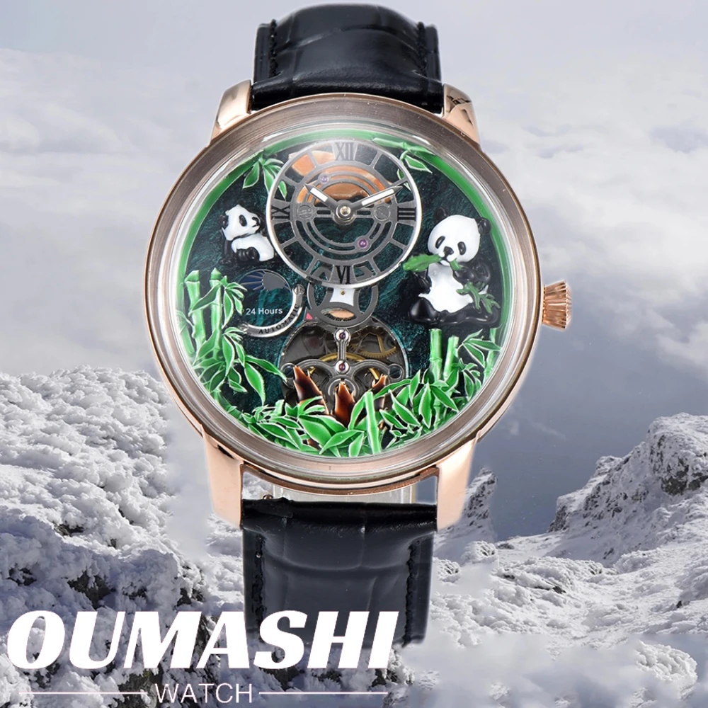 Мужские механические часы OUMASHI 46 мм турбийон