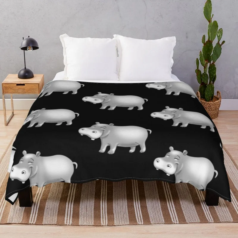 

Hippo Cute Hippopotamus Thick blankets Fce Decoration Warm Throw Blanket for Bed Sofa Travel