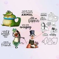 funny gentle animals cutting dies clear stamp crocodile zebra scrapbooking diy metal cut dies silicone stamps for card making