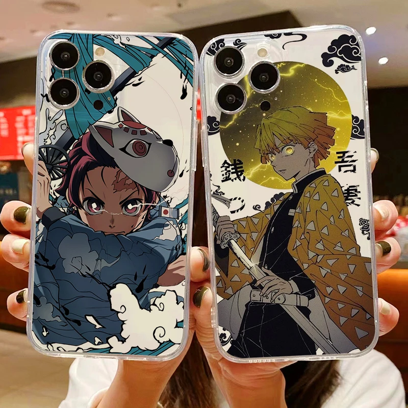 

Demon Slayer Phone Case For iPhone 11 12 13 11Pro 6 7 8 12mini XR XS 12Pro MAX SE 2020 13 Pro Color shell Cartoon Soft TPU Funda