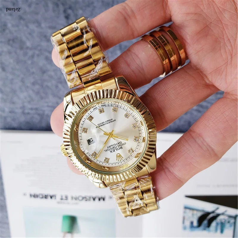 

Часы наручные ROLEXES женские кварцевые, роскошные брендовые, Классические деловые, с ремешком из нержавеющей стали, для мужчин и женщин, 40 мм