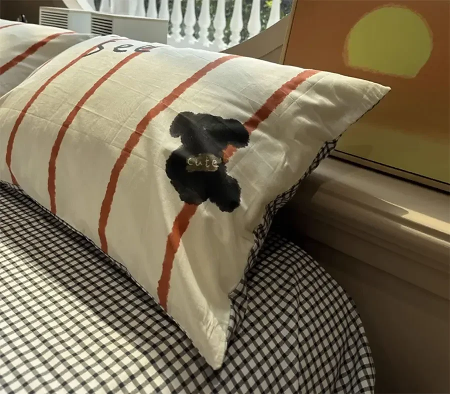 Хлопковое постельное белье Cartoon Teddy Dog Stripes