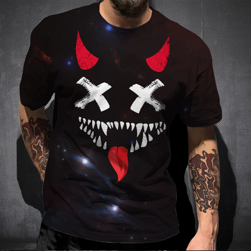 

Summer 3D Cool Style Demon Graphic T shirts For Men New Fashion Casual Animal Pattern T-shirt Hip Hop Trending Print t-shirt Top