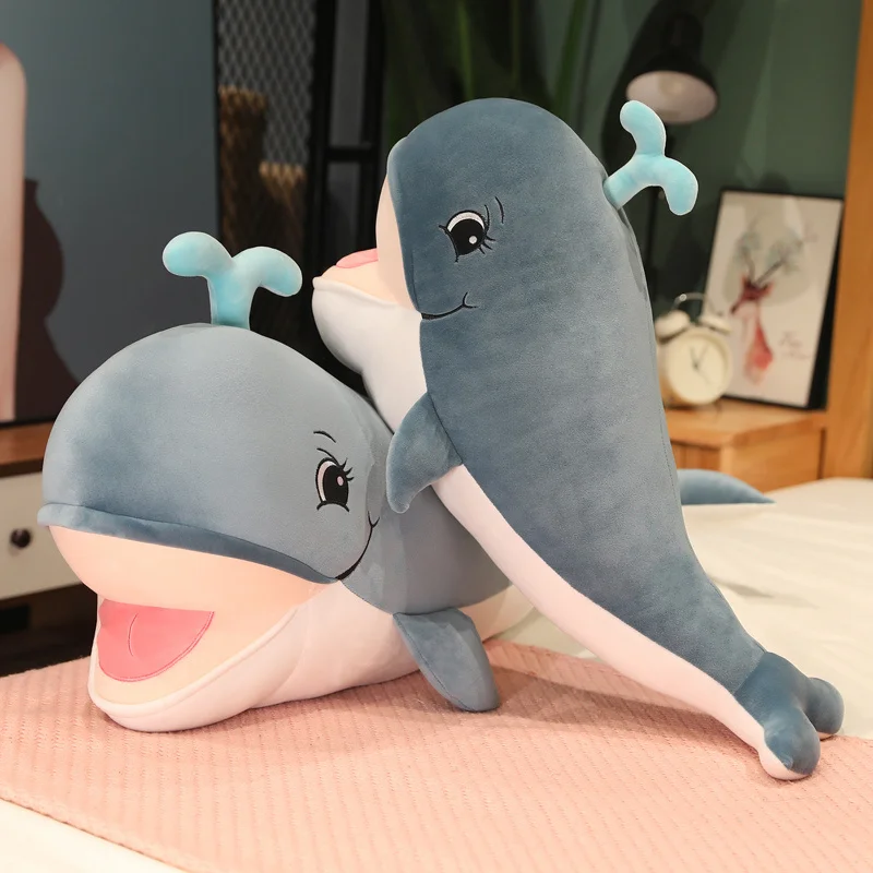 

60-100cm Giant size Whale Plush Toy Blue Sea Animals Stuffed Toy Huggable Shark Soft Animal Pillow Kids Gift Creative Decoration