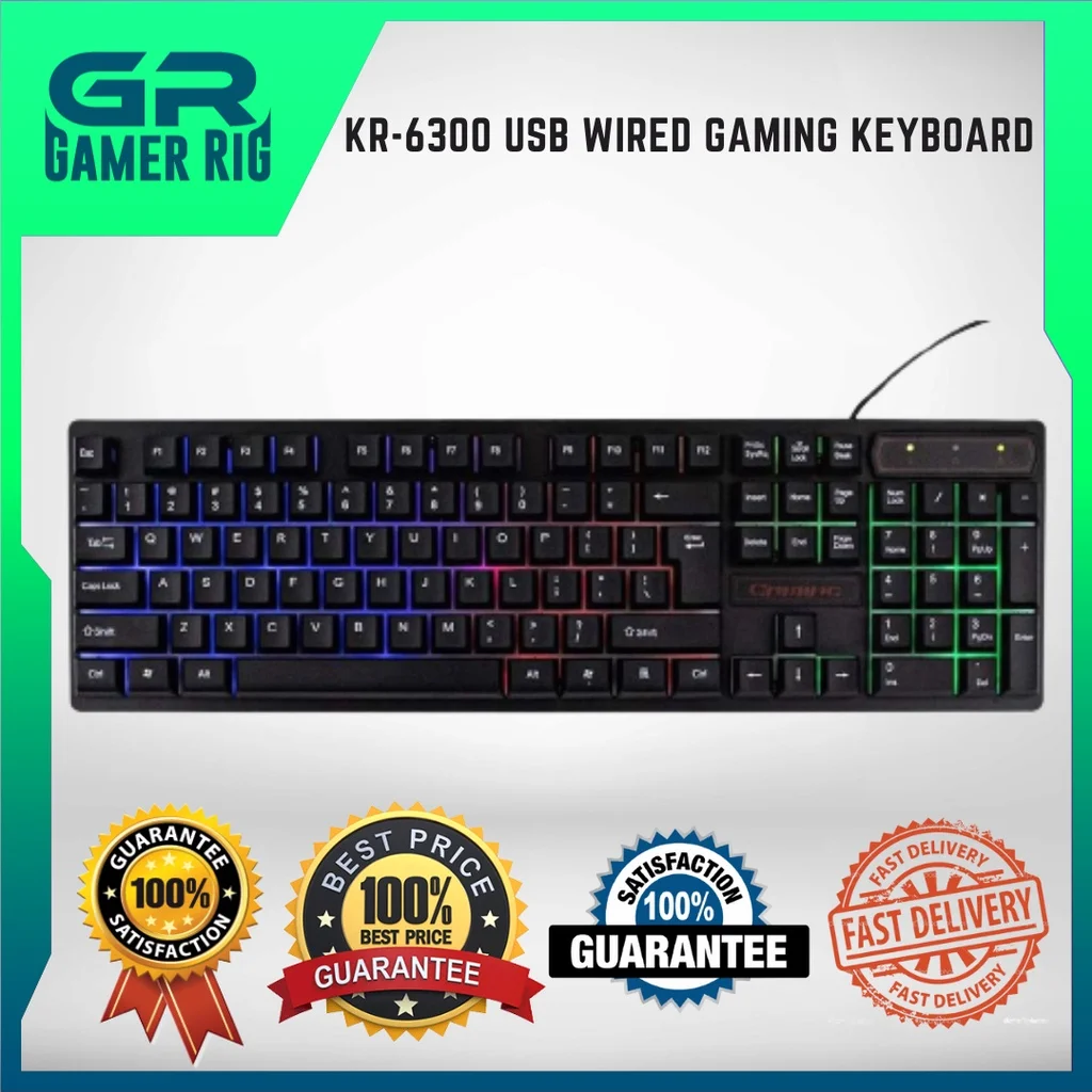 

KR-6300 USB Wired Keyboard Gaming Keyboard 104 Keys 3 Color Backlight Keyboard/Gaming Wired Keyboard/Gaming Keyboard