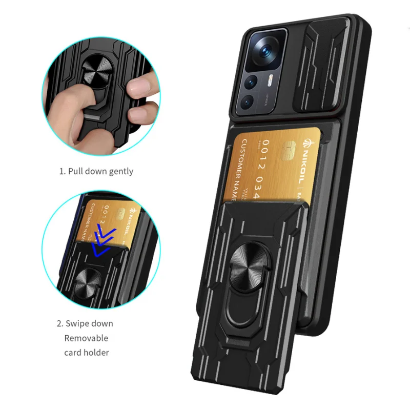 

Xiaomi 12T Pro Case Slide Camera Protect Armor Phone Cases For Xiomi Mi12T Mi 12T 12 T Pro 12TPro Car Magnetic Ring Holder Cover