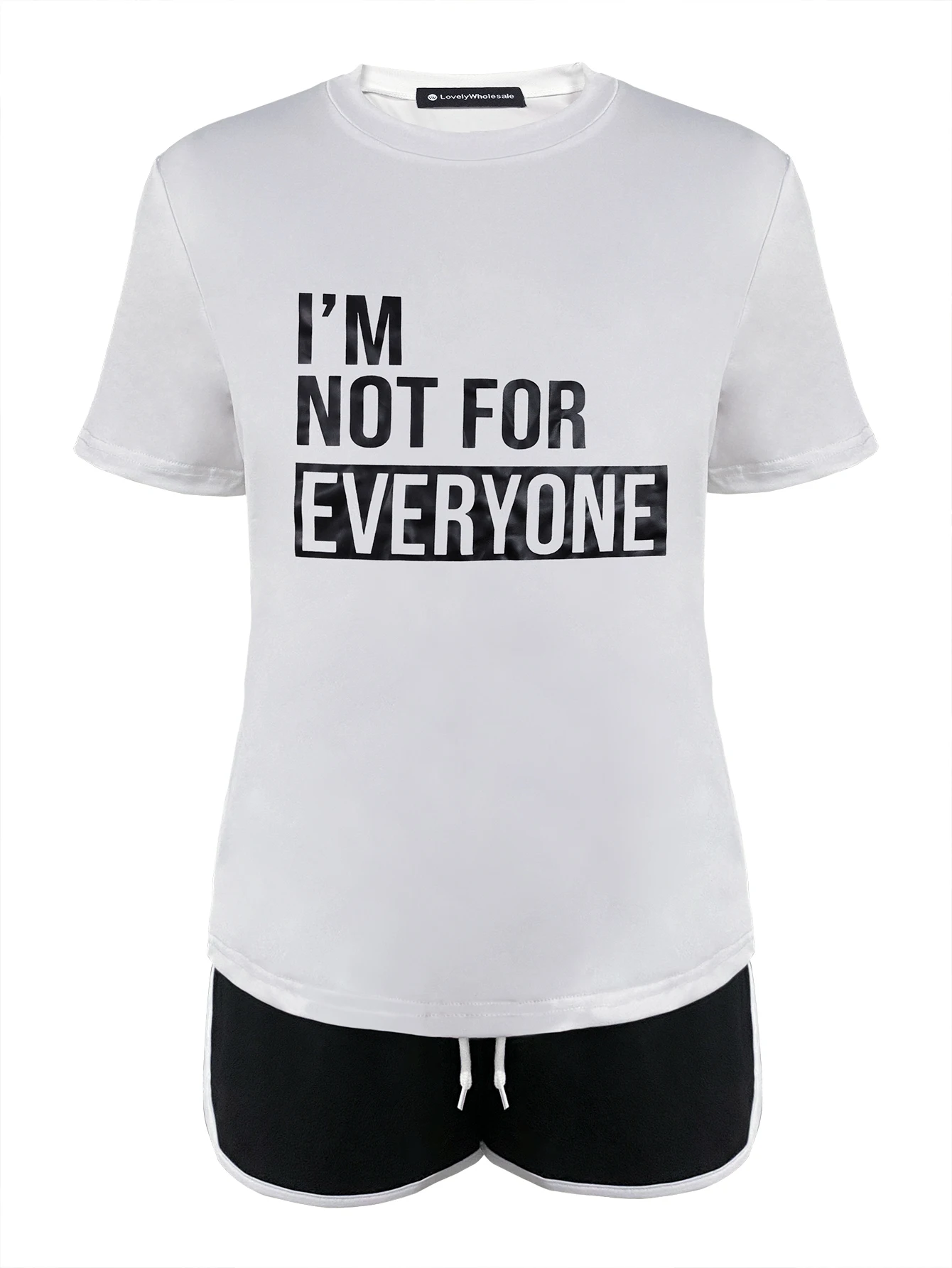 Женский летний комплект из футболки с круглым вырезом и шортов в полоску