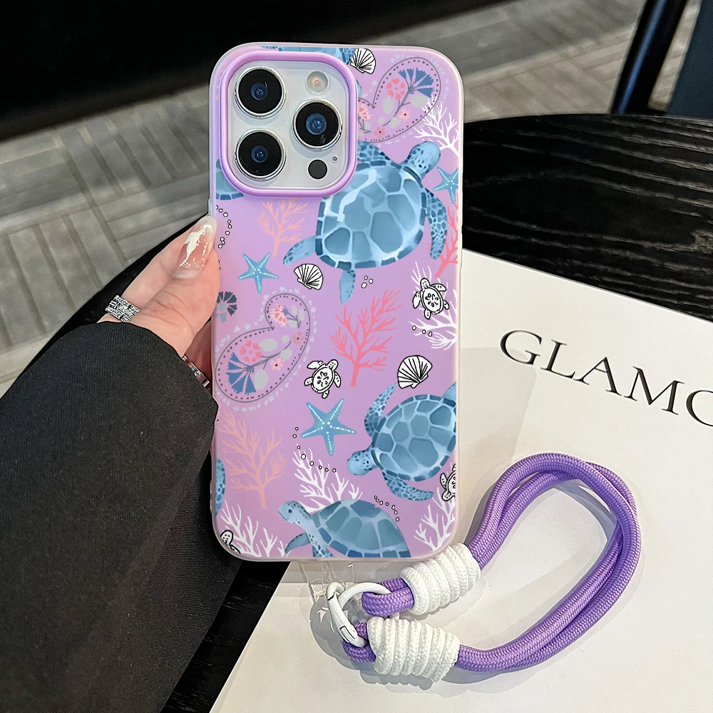 Стильный чехол-накладка 2-в-1 с ремешком-шнурком для iPhone 17, 11, 13, 12, 14, 15, 16 Pro Max, XS, XR, X, 7, 8 Plus, 17 Air (art.: 3920dbdc9cfcc) - 3920dbdc9cfcc