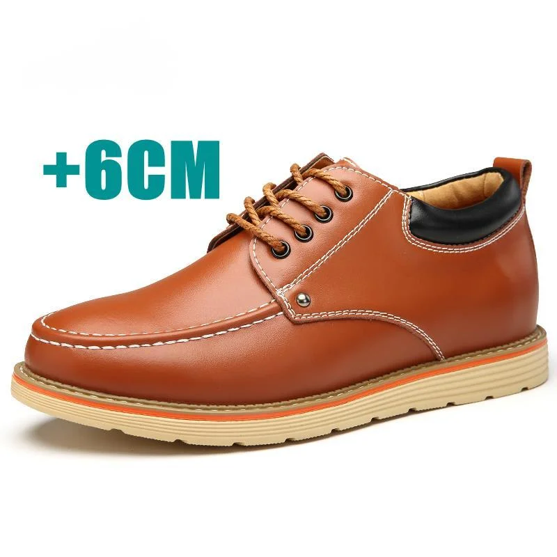 

2023 Men Elevator Shoes Height Increasing Hidden Heel 6cm Man Geniune Leather Work Shoes Lace Up Casual Formal Dress Shoes