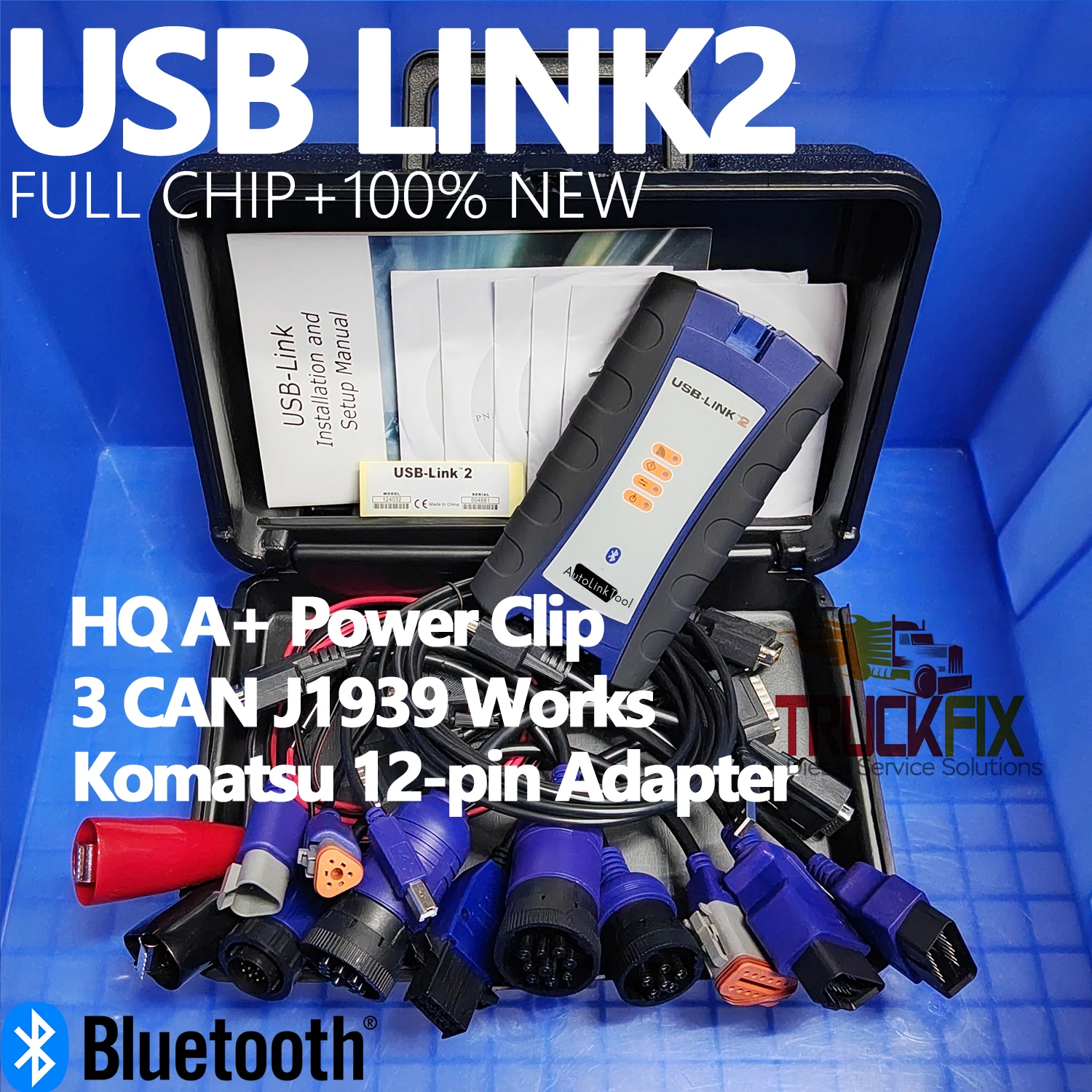 USB LINK 2 BT Ver беспроводной тяжелый автомобильный диагностический грузовик Diag дизельный сканер для NEX IQ2 USBLINK полный кабель J1939 адаптеры