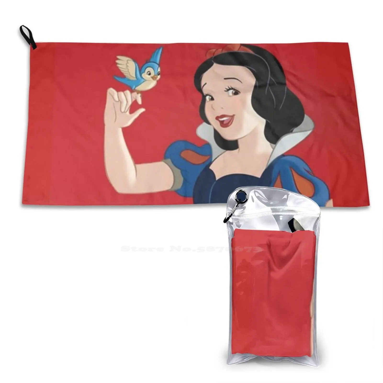 Белоснежное с птицей мягкое полотенце быстросохнущее пляжное Белоснежка фея