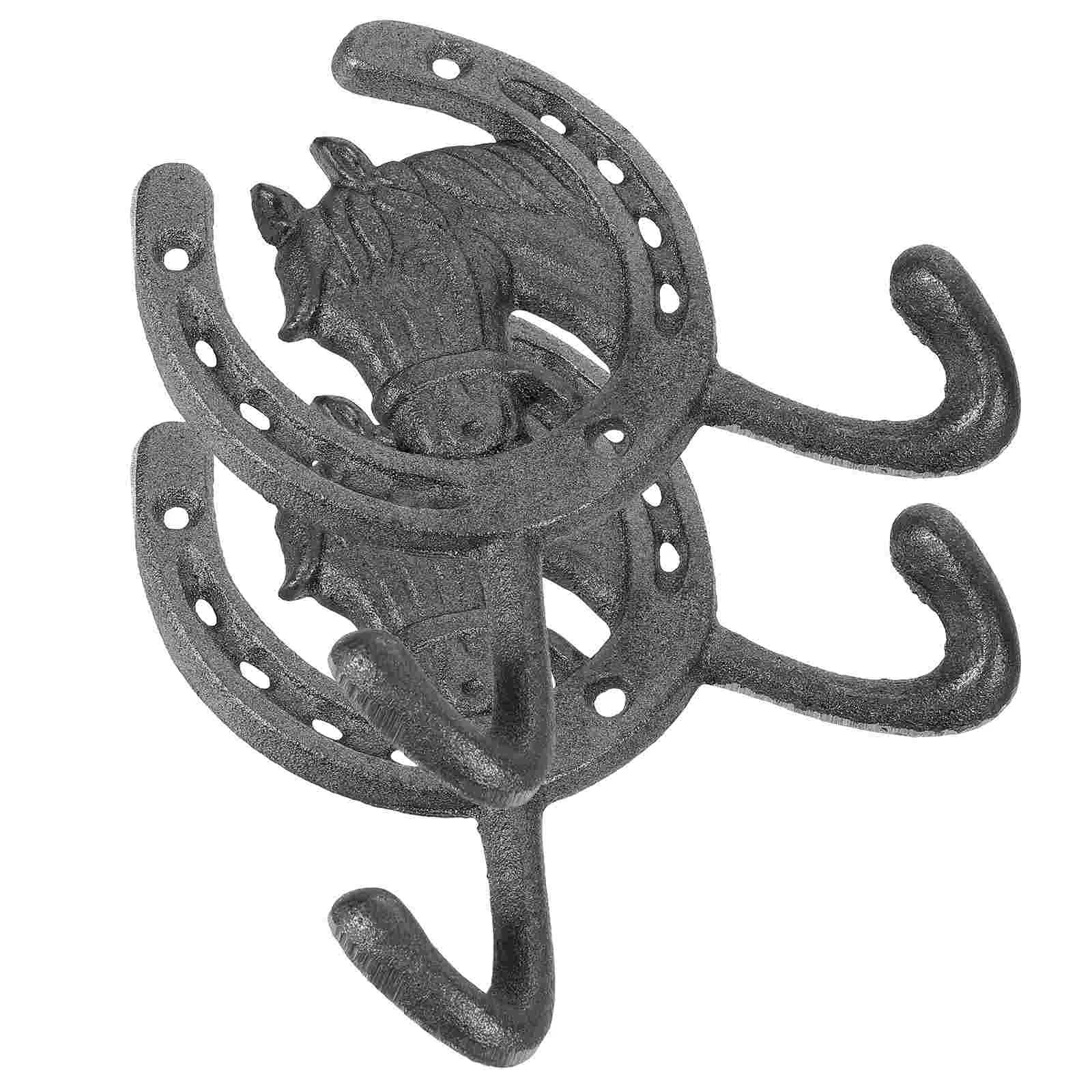 

2pcs Cast Iron Wall Hanger Vintage Style Horse Shaped Hanger for Home Dorm