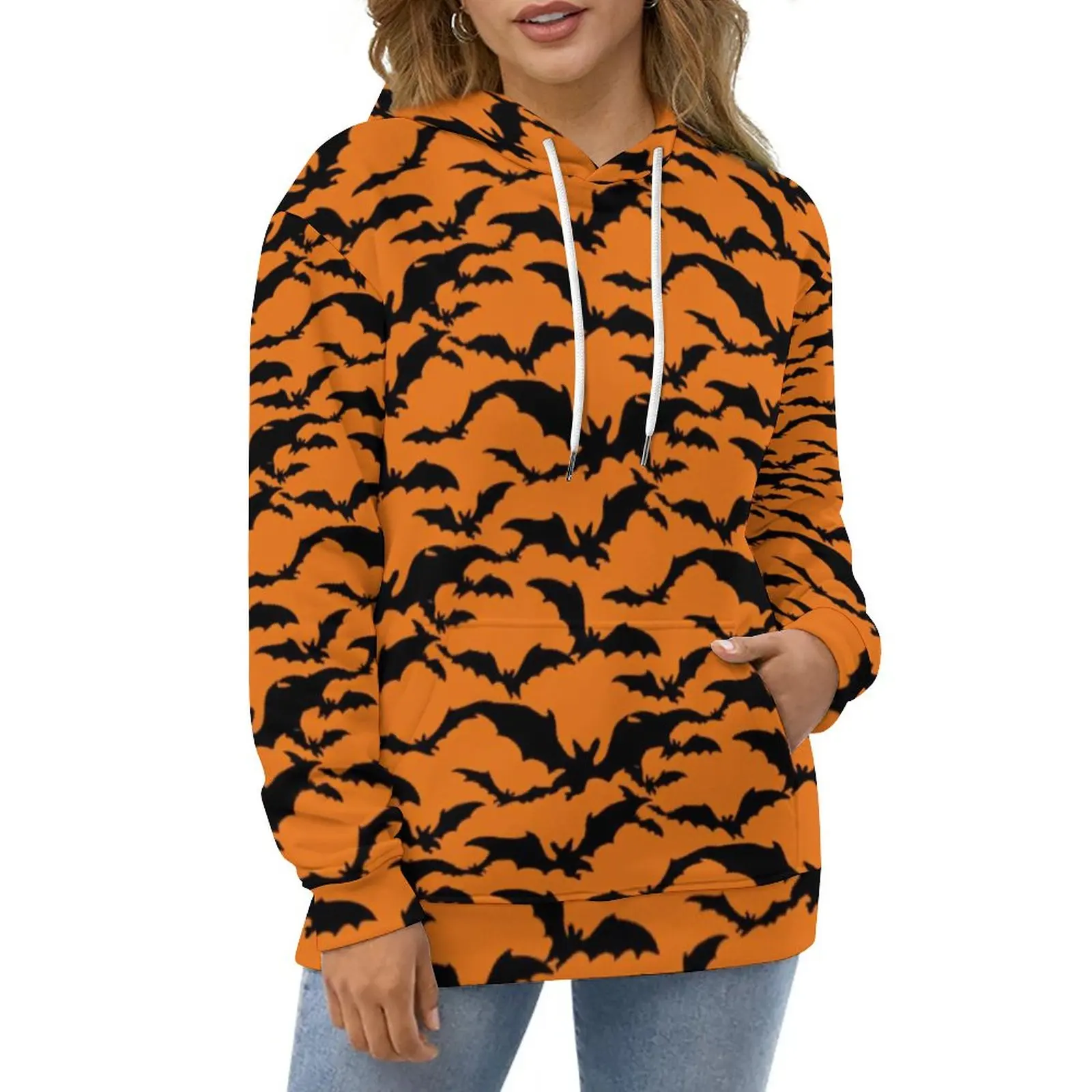 

Повседневные толстовки с капюшоном в стиле Хэллоуин летучая мышь Толстовка с принтом животных Y2k парная свободная одежда большого размера с длинным рукавом с узором в стиле Харадзюку