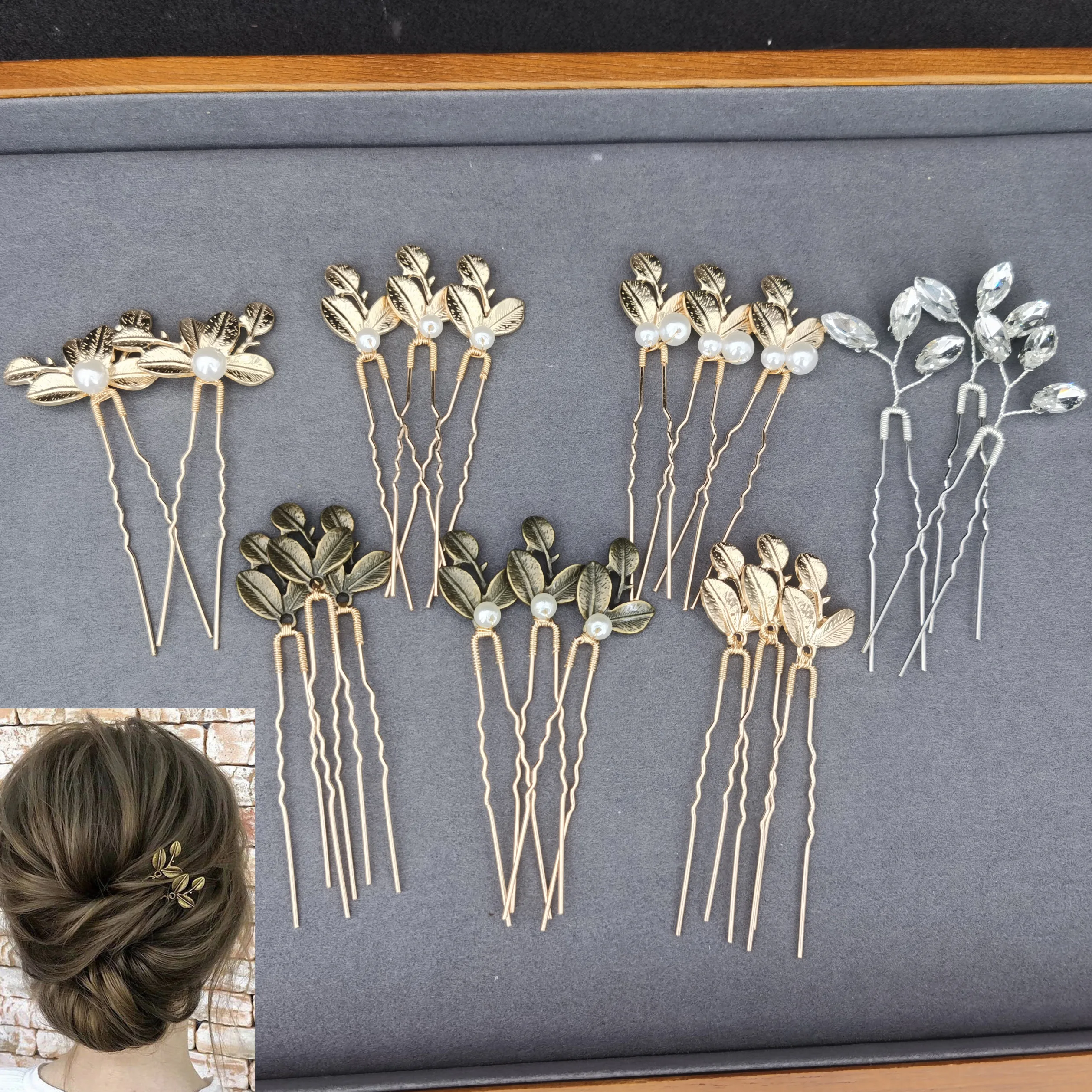 

New Women Leaf U Shape Hairpins Metal Barrette Clip Wedding Bridal Hair Jewelry Accessories New Hairstyle Design Tools