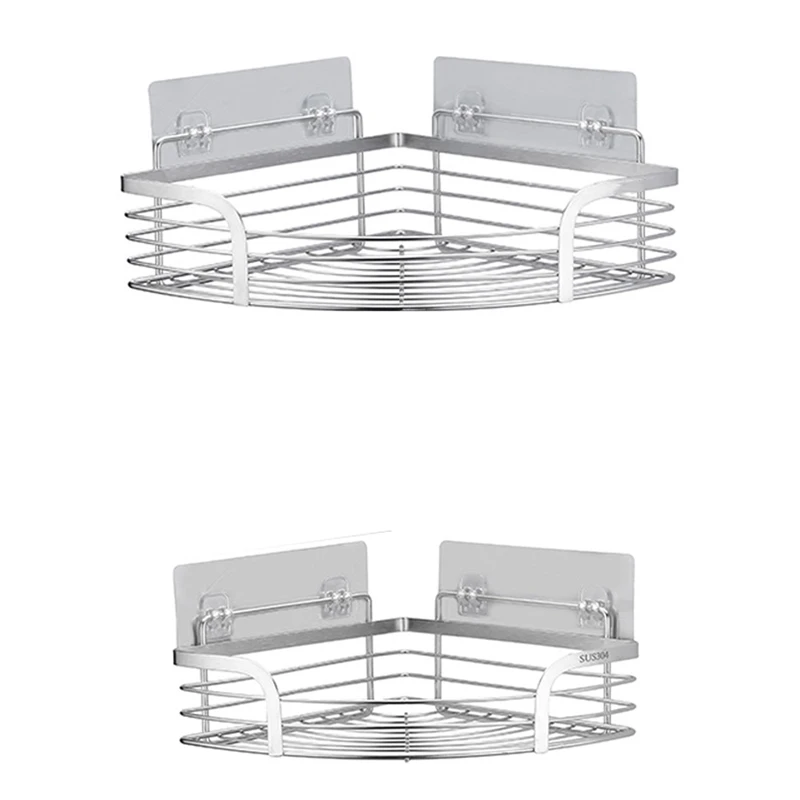 

Best 2Pcs Shower Caddy Corner Bathroom Shelf,Adhesive Shower Shelf No Drilling Storage Rack Wall Mounted For Bathroom,Kitchen