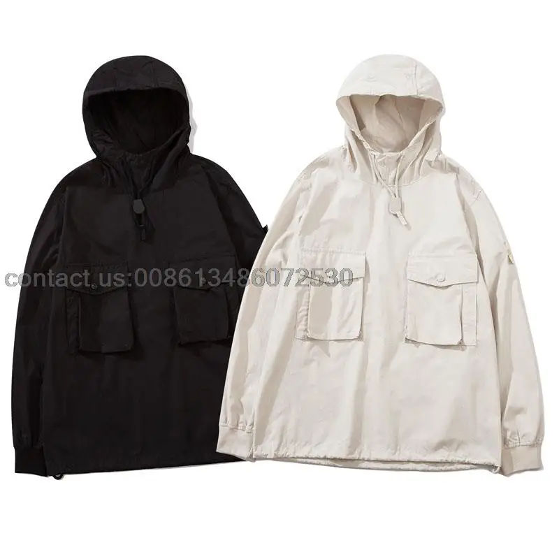 

2021 Men Island GHOST Function Hooded Windbreaker Logo male High street hip hop Loose Hooded Coats Jacket