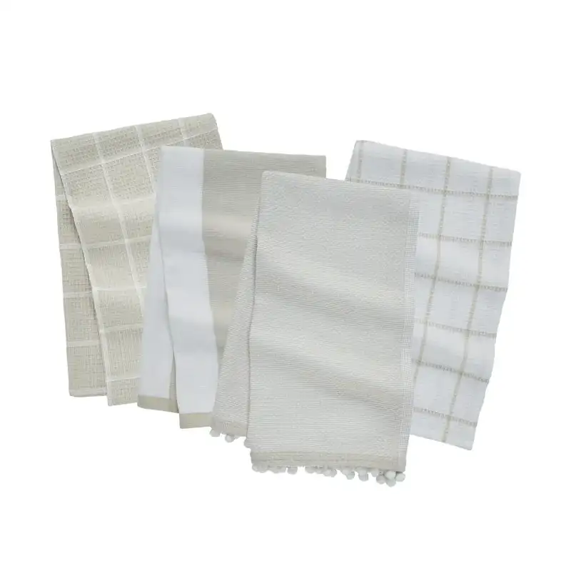 

Grid 16" x 28" Cotton Kitchen Towels, 4 Pieces, Beige
