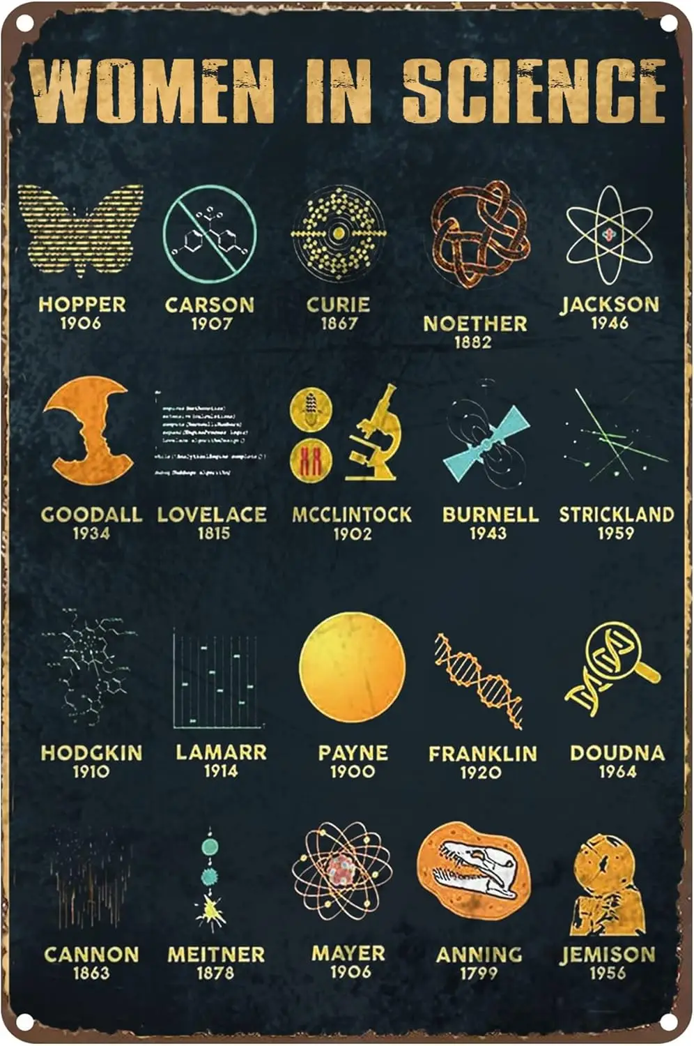 Motvtonl Women n Scence Metl Tn Sgn Wll Decor Techer Femnst rt Sgns для дома детской школы Clssroom Lbrry Phys