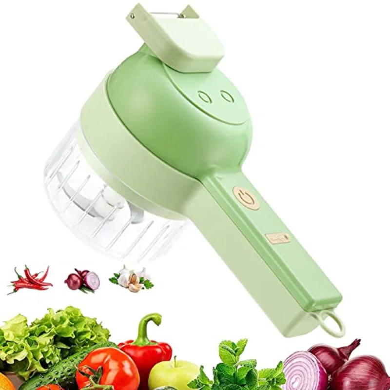 

Электрический чесночный смеситель, ручной Электрический Резак для овощей, 4 в 1, устройство для резки овощей, кухонные аксессуары