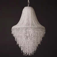 new personality fancy tassel crystal chandelier hanging lamp decorative light fixture for villa lobby hotel living room bedroom