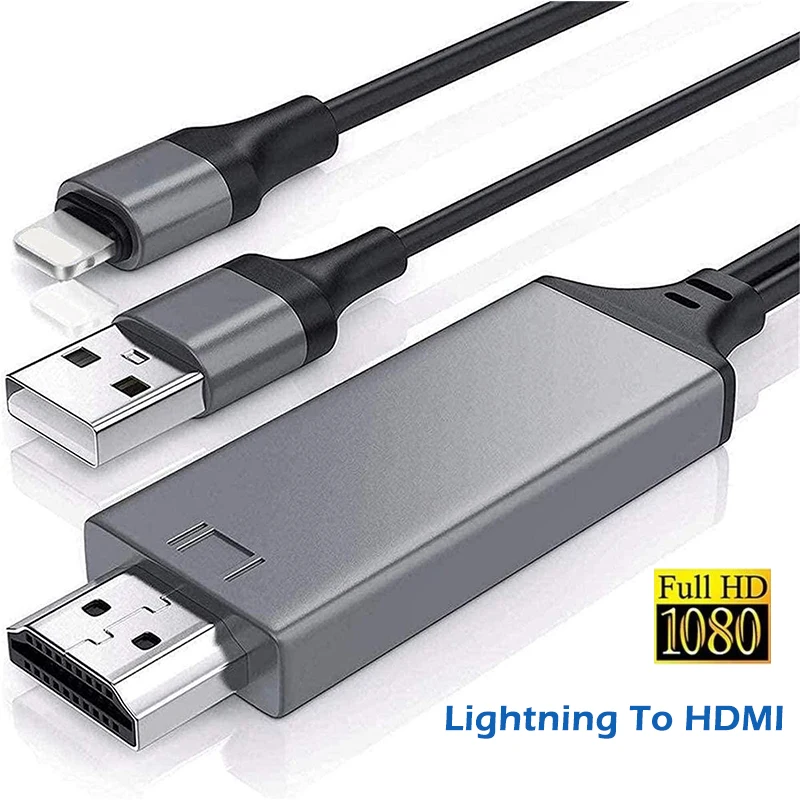 Lightning to HDMI Cable Adapter Digital AV Adapter 1080p HDTV Connector Cable for iPad iPhone 12/11/XS/X/8/7 to TV Projector