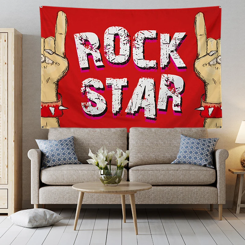 Флаг Let Rock баннер музыкальная рок-группа мультяшное украшение для дома 4 втулки в