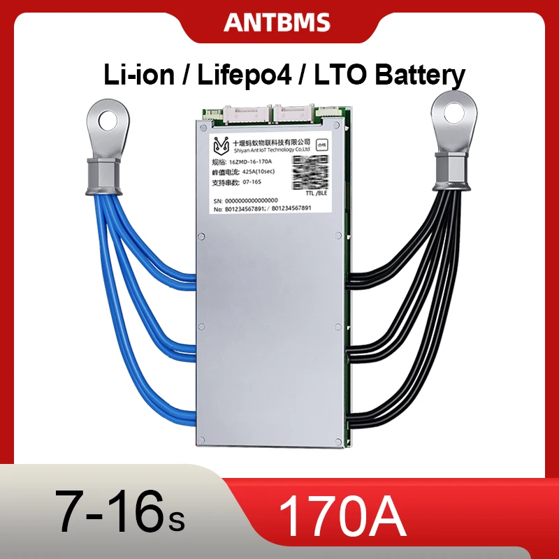 Фото ANT BMS 7S-16S 170A Сильноточный литиевый BMS с балансом для 24-60 В электронного велосипеда, гольф-кара, системы хранения солнечной энергии с BT UART №1