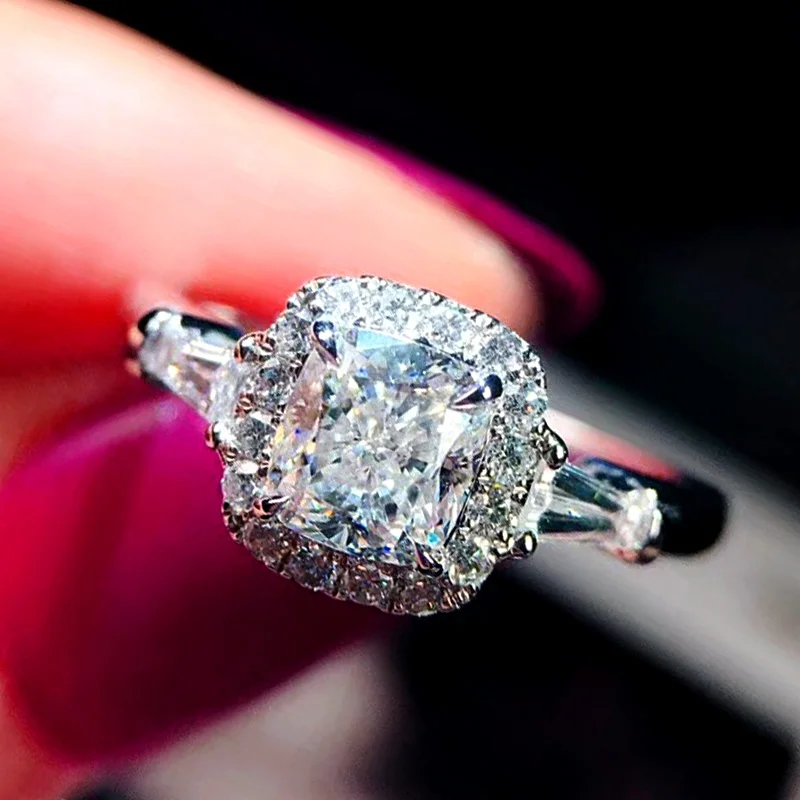 

New Fancy Princess Cut Cubic Zirconia Rings Women Temperament Sweet Wedding Anniversary Ring Gift Female Fashion Jewelry Bulk