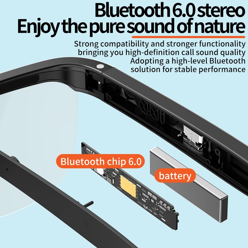 Умные Bluetooth-очки-наушники Lenovo с функцией перевода, открытой конструкцией, HD-стереозвуком, индикатором заряда батареи для звонков и прослушивания музыки (art.: 3920d8fa9f464) - 3920d8fa9f464
