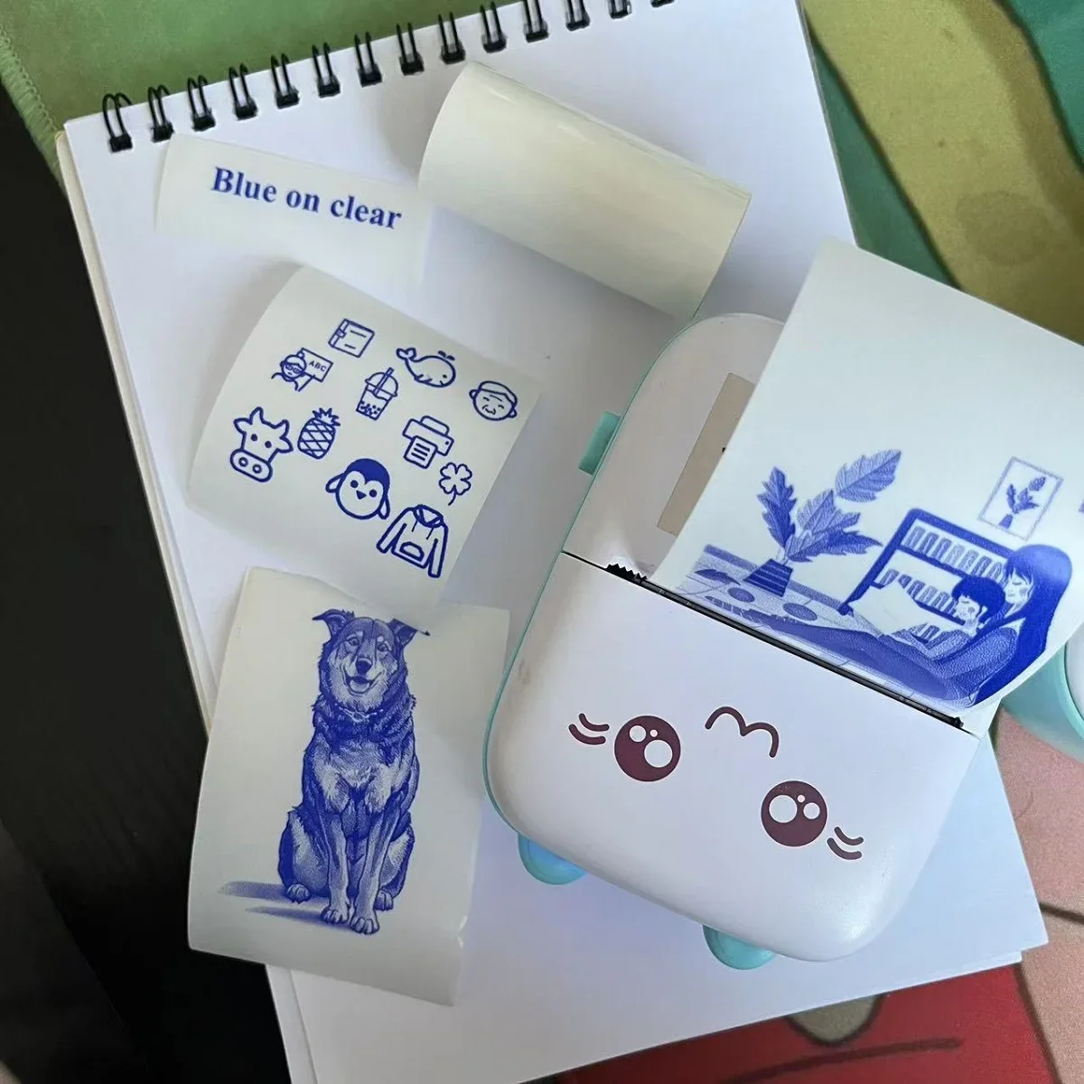 1Rolls Transparent Photo Paper Blue On Clear Thermal Print Instant HD Mini Portable Printer Self-Adhesive For Scrapbook