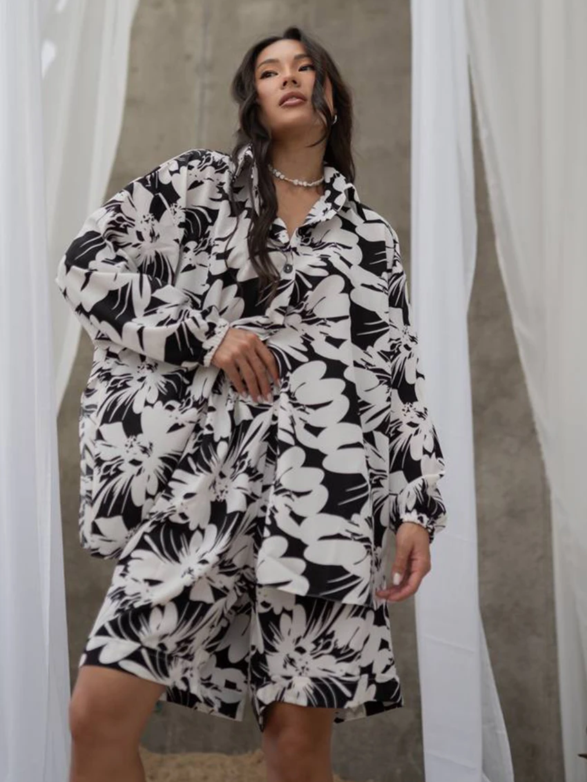 Marthaqiqi женский комплект одежды для сна с принтом пижама отложным воротником