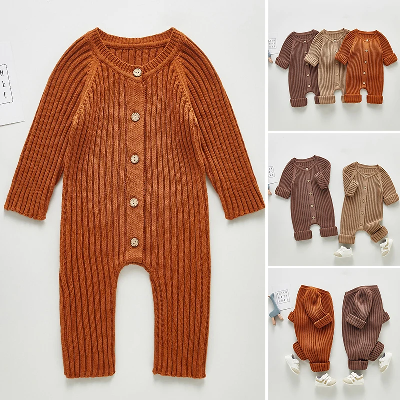 

Newborn Baby Bodysuit Long Sleeves Knitted Jumpsuit Comfortable Outfits Clothes Newborn Baby Bodysuit YH-17