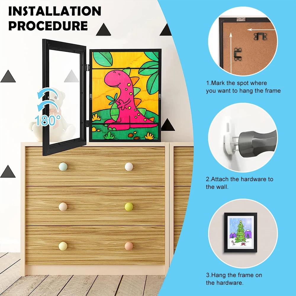 Детская художественная рама сменный дисплей черная коробка для хранения детский