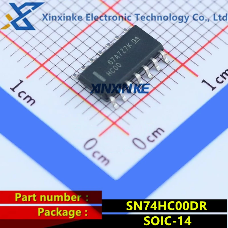 

SN74HC00DR SOIC-14 Marking: HC00 Logic Gates Quad 2-Input Single-Function Gate Schmitt Trigger SMD Chip