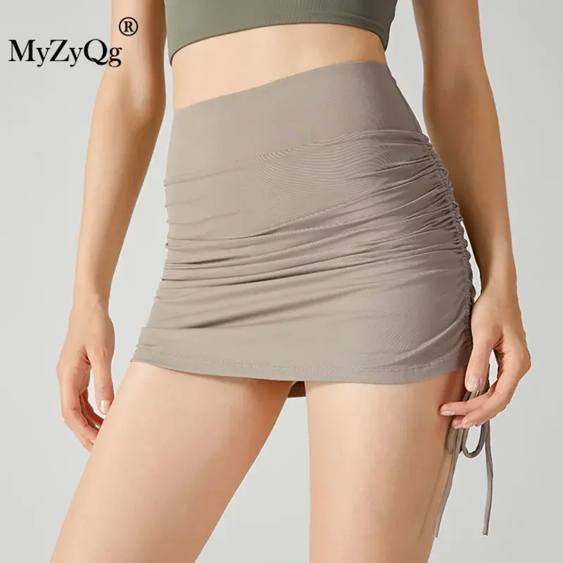 MyZyQg летние юбки для йоги с высокой талией шорты ремешками на шнурке женские