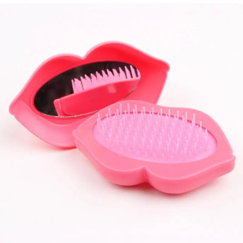 

Lips Shape Comb Antistatic Massage Mirror Hair Brush Salon Styling Professional Hair Styling Tool Red Lips Comb Accessories 2023