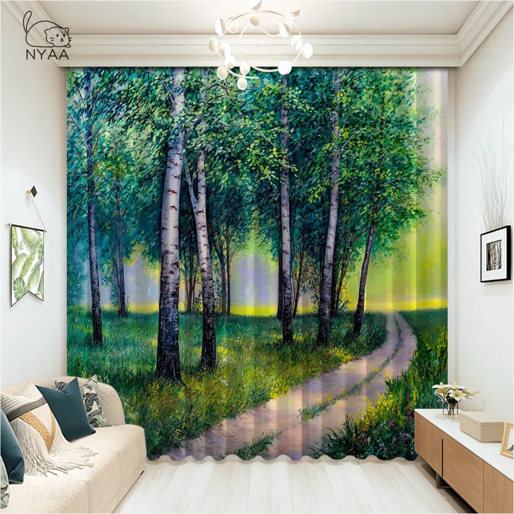 

Winter Birch Grove In The Forest With Leafless Nature Curtain Cafe Curtains In The Living Room Bedroom Curtains Micro Shading