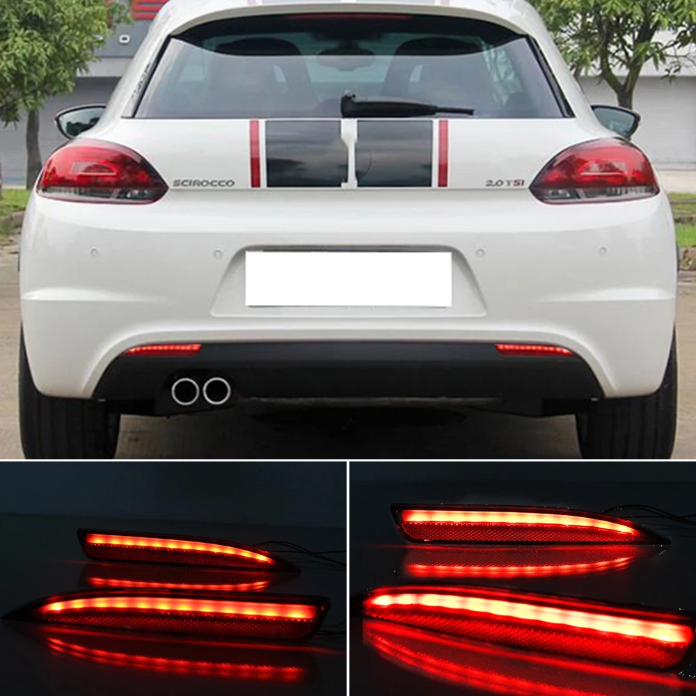 

2 шт. Светодиодный отражатель для Volkswagen VW Scirocco R GTS Rline 2011 2012 2013 2014 2015 фары заднего бампера тормозные указатели поворота