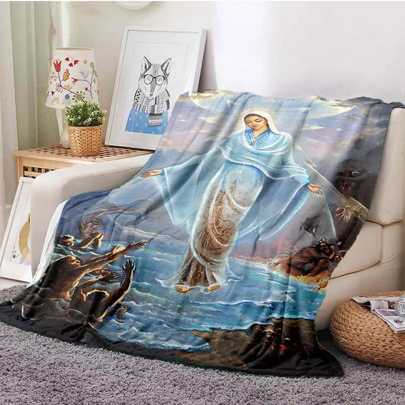

Flannel Blanket Virgin Mary Fluffy Lightweight Fleece Throw Blanket Comforter Soft Warm Cozy Throw Nursery Bedding Decor Bedroom