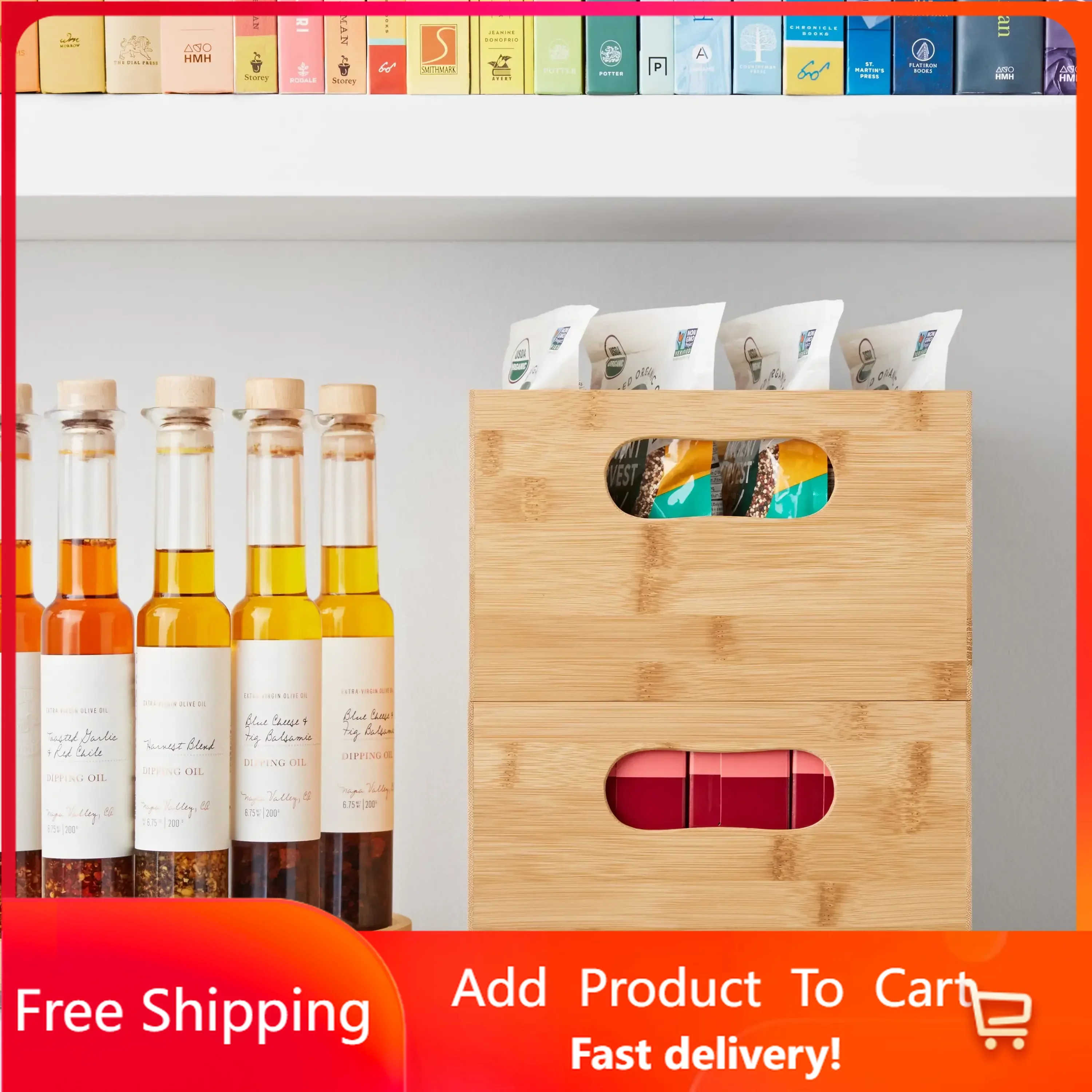 

2 Piece Small Bamboo Organizing and Storage Bins Brown Free Shipping