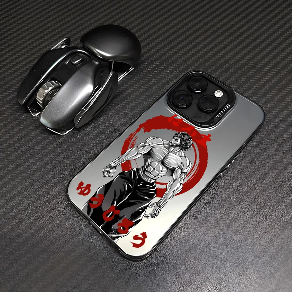 Фото Чехол для телефона с аниме-дизайном Hanmas Baki для iPhone 17 Air, 16, 16e, 15, 14 Plus, 13, 12, 11 Pro Max, X, Xs, XR, 8 – Цветной серебристый жесткий чехол №5