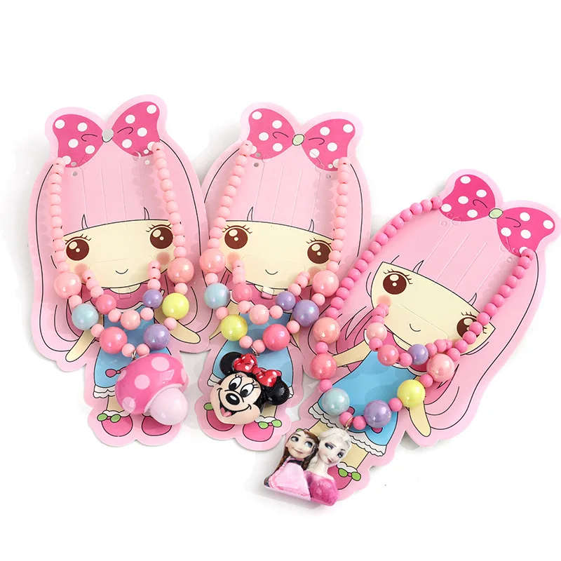 

Ожерелье из светящихся бусин для девочек Disney, милый браслет принцессы для малышей, ювелирные изделия, мультяшное ожерелье Минни Маус «Холод...