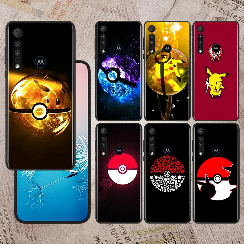 

The Pokemon Pikachu For Motorola Moto G60S G60 Edge 20 E20 E7i E6i E6S G9 G8 Plus G Power One Fusion Black Phone Case