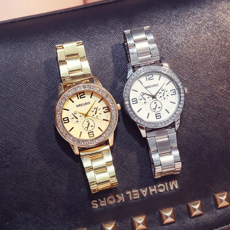 Женские кварцевые часы с тремя глазами и большим циферблатом