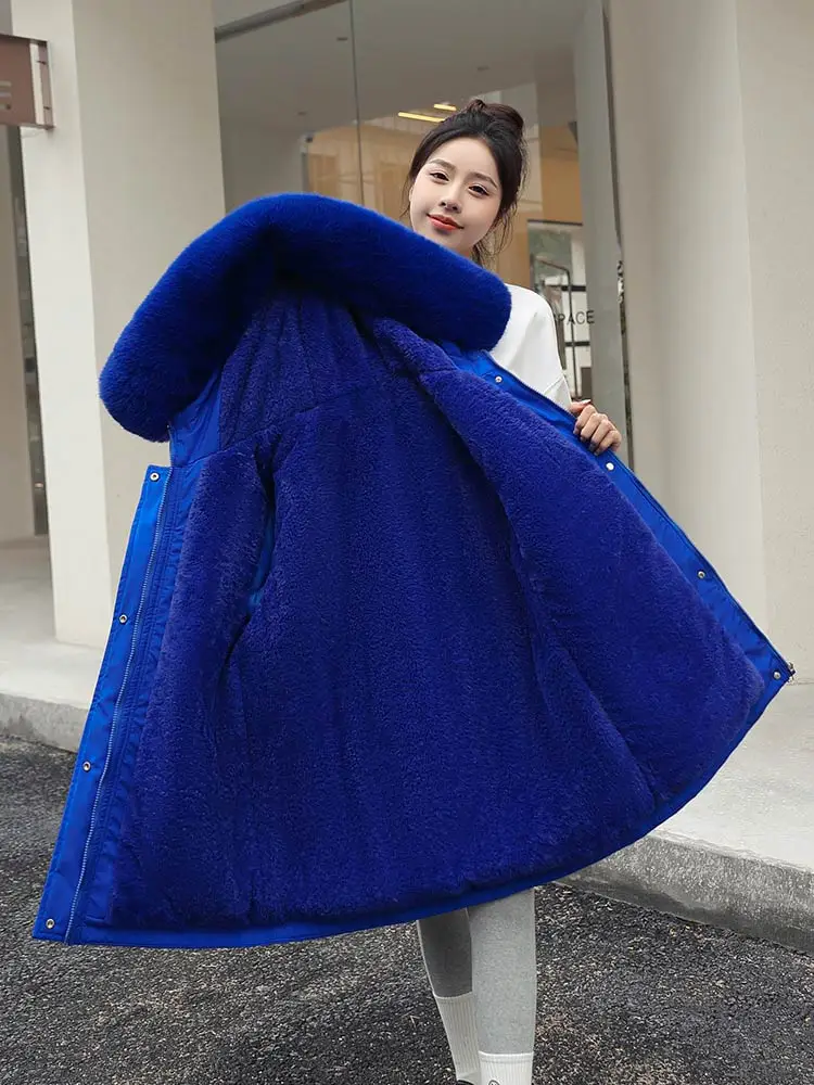 GRELLER 2022 New Women's Winter Jacket Fur Hooded Short Thick Warm Cotton Padded Jackets Parkas Woman Candy Color Winter Coat