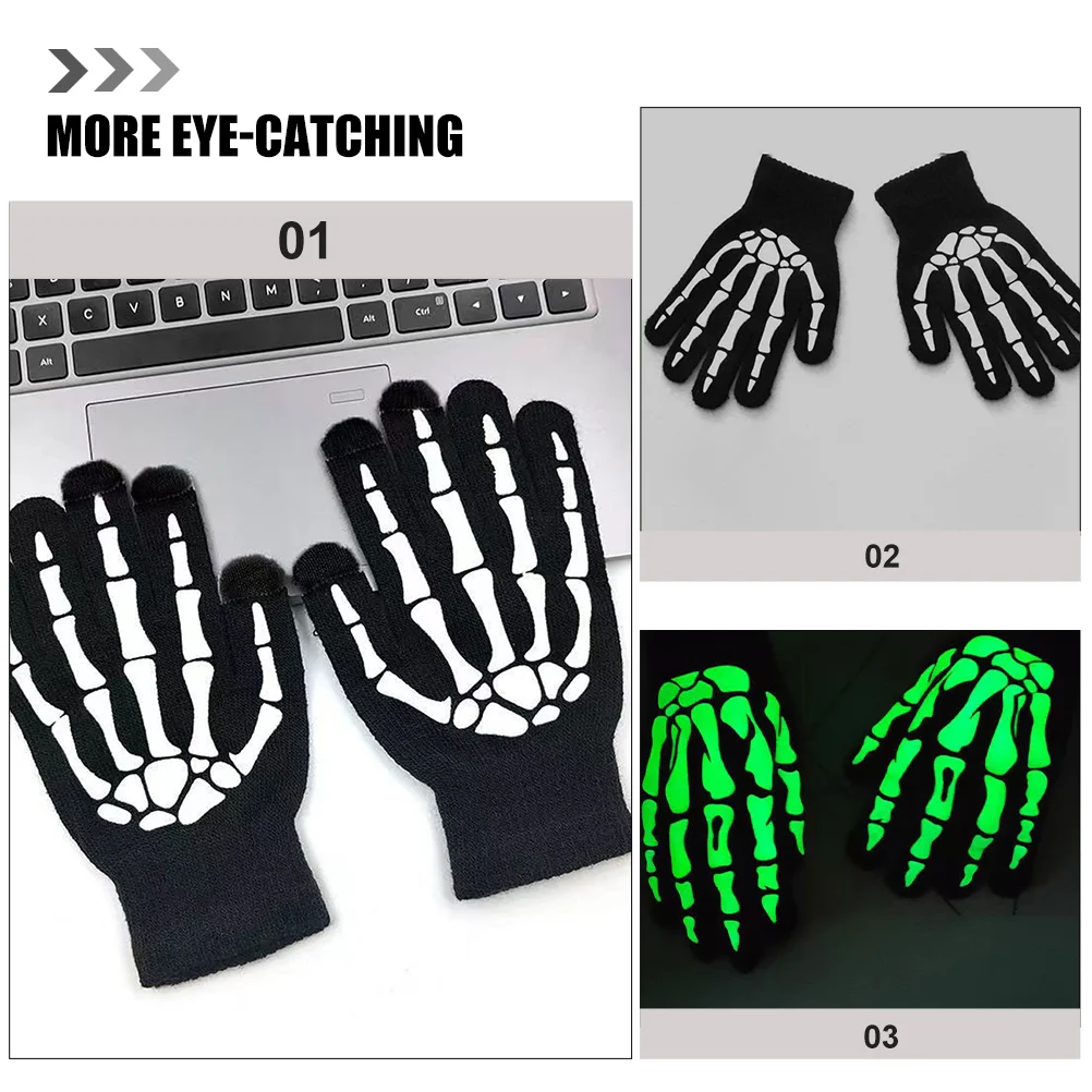 Флуоресцентные перчатки для Хэллоуина череп кость стильный велосипедный