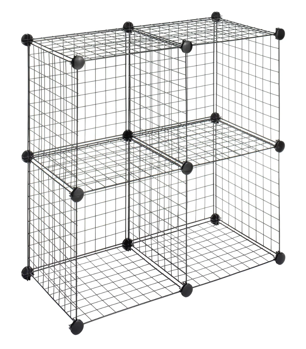 

Whitmor Storage Cubes Stackable Interlocking Wire Shelves Set of 4 Black 14.25 x 14.5x 14.5 storage cabinet furniture