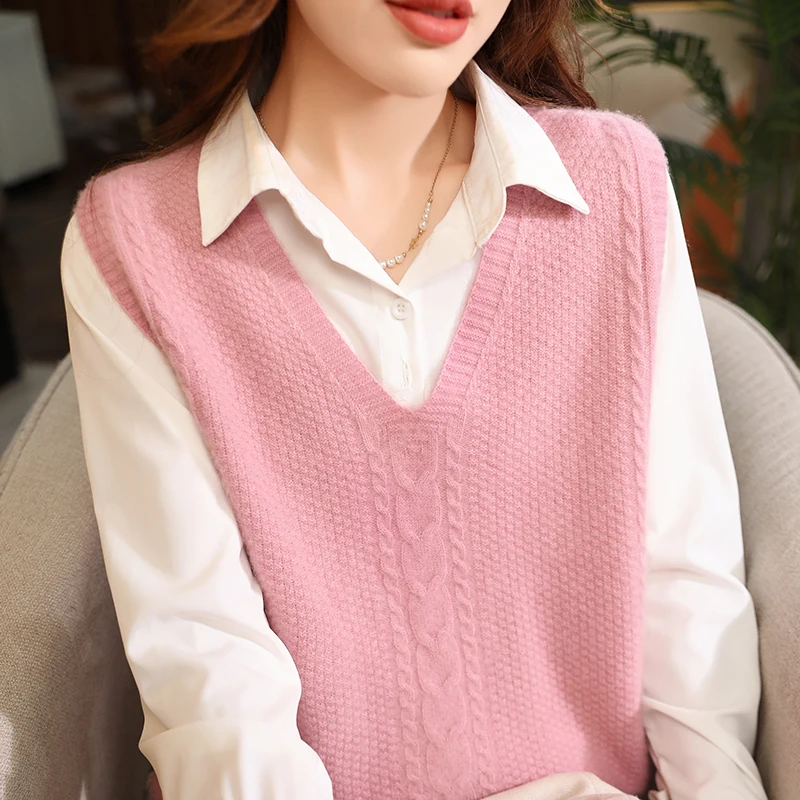 Женский винтажный пуловер без рукавов с V-образным вырезом