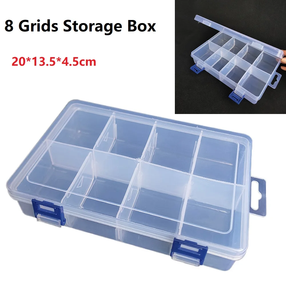 Practical 8 Grids Compartment Plastic Storage Box Jewelry Earring Bead Screw Holder Case Display Organizer Container