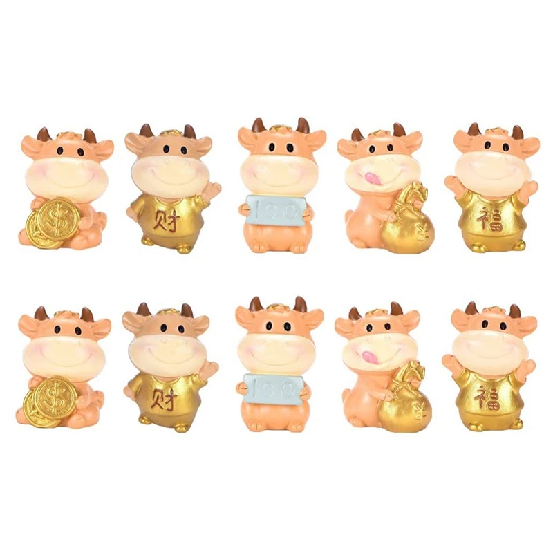 

Fortunate Cow Chinese Zodiac Year Ox Cow Cake Toppers Landscape Decor New Year Decor Fairy Garden Ornament